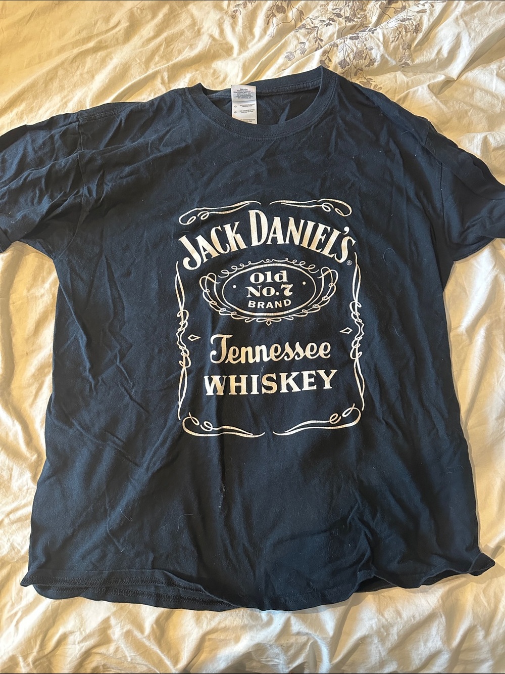 Jack Daniels Black Tee with White Logo Print